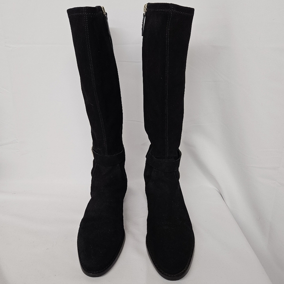 Kate Spade New York Verona Suede Riding Boots With Spade Charm In Black Size 7 - Picture 7 of 14